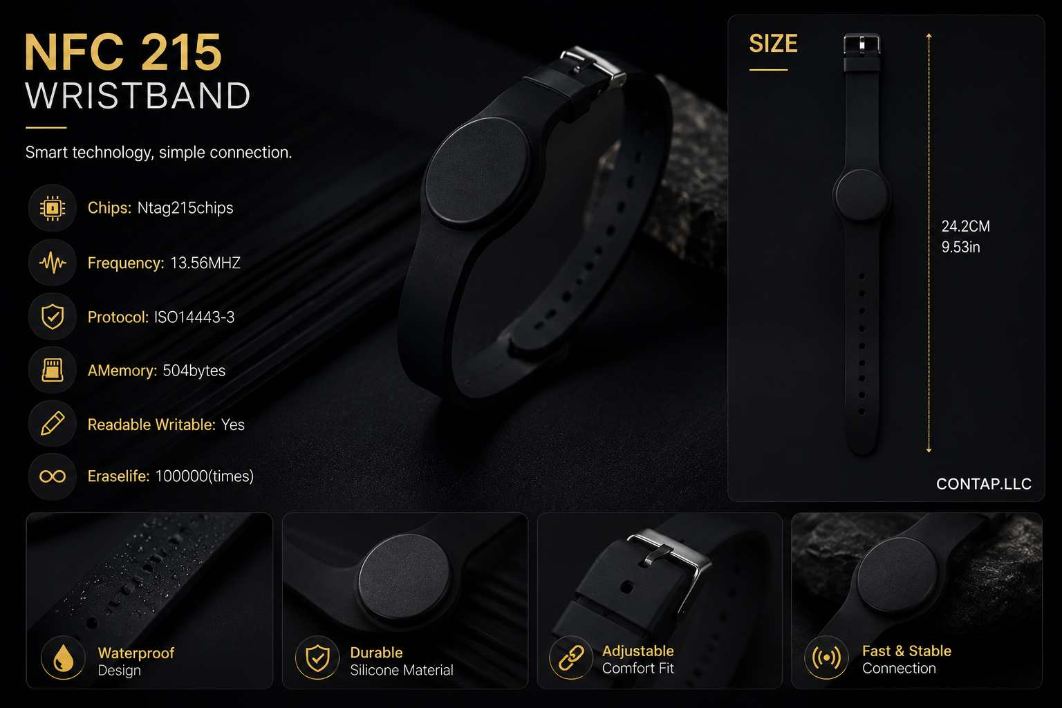 NFC 215 Wristband – Smart Silicone Band