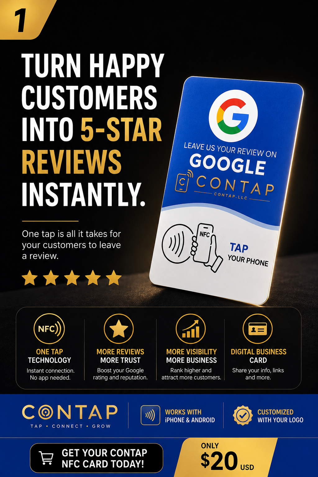 Contap NFC Google Review Card